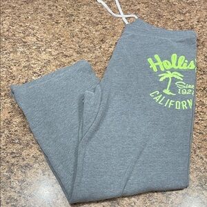 EUC VINTAGE Hollister Gray Wide Leg Pants With Neon Green Logo Large